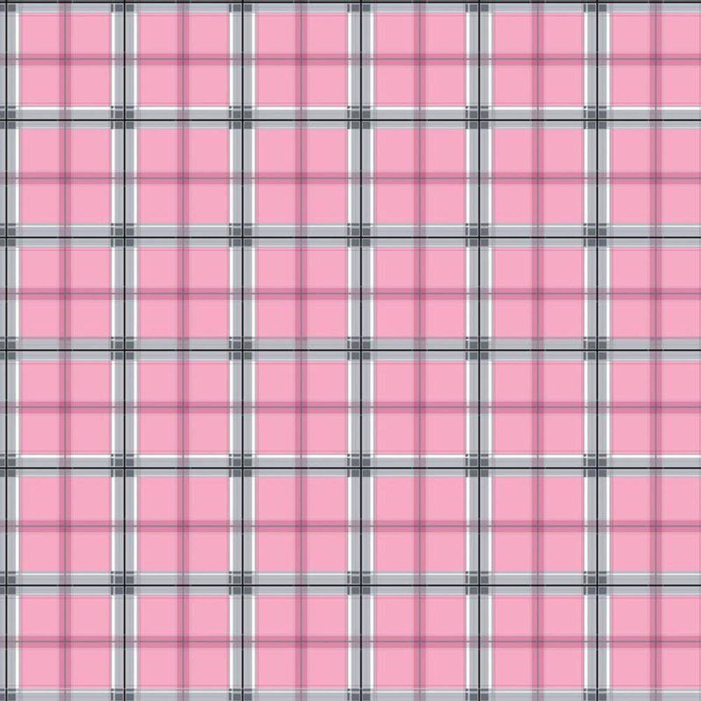 Papel De Parede Xadrez Rosa E Cinza Autocolante Sala Quarto