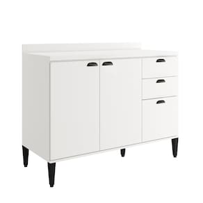 Balcão de Cozinha 1200mm 2 Portas 3 Gavetas Com Tampo Lótus Carraro Branco