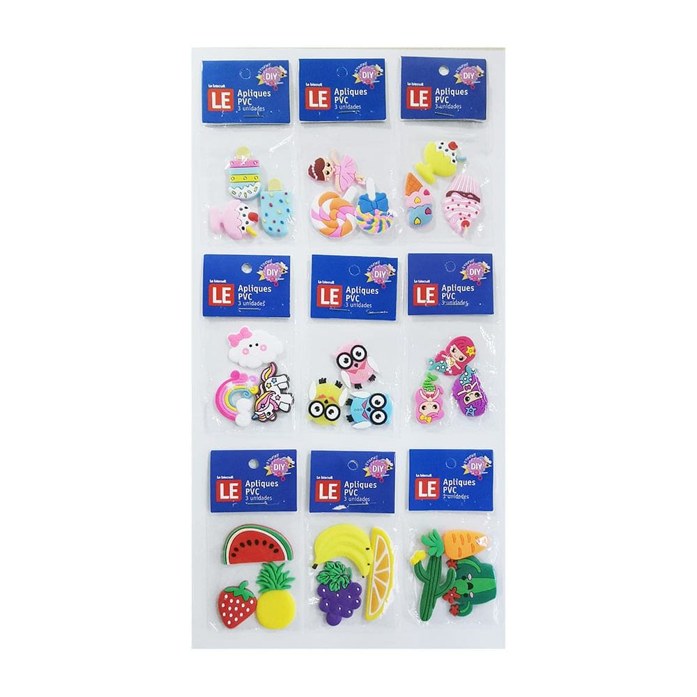 Kit Aplique Le Pvc com 3 Unidades Modelos Diversos - Item Variado