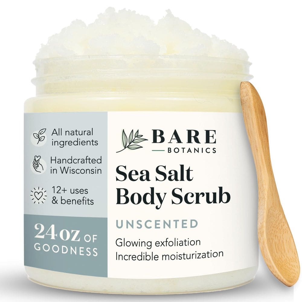 Esfoliante corporal Bare Botanics sem perfume 720 mL com colher de pau