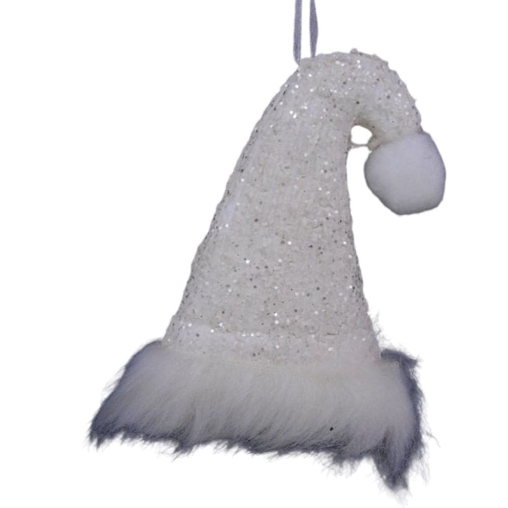 Enfeite de Natal Le Gorro com Glitter Branco 12cm