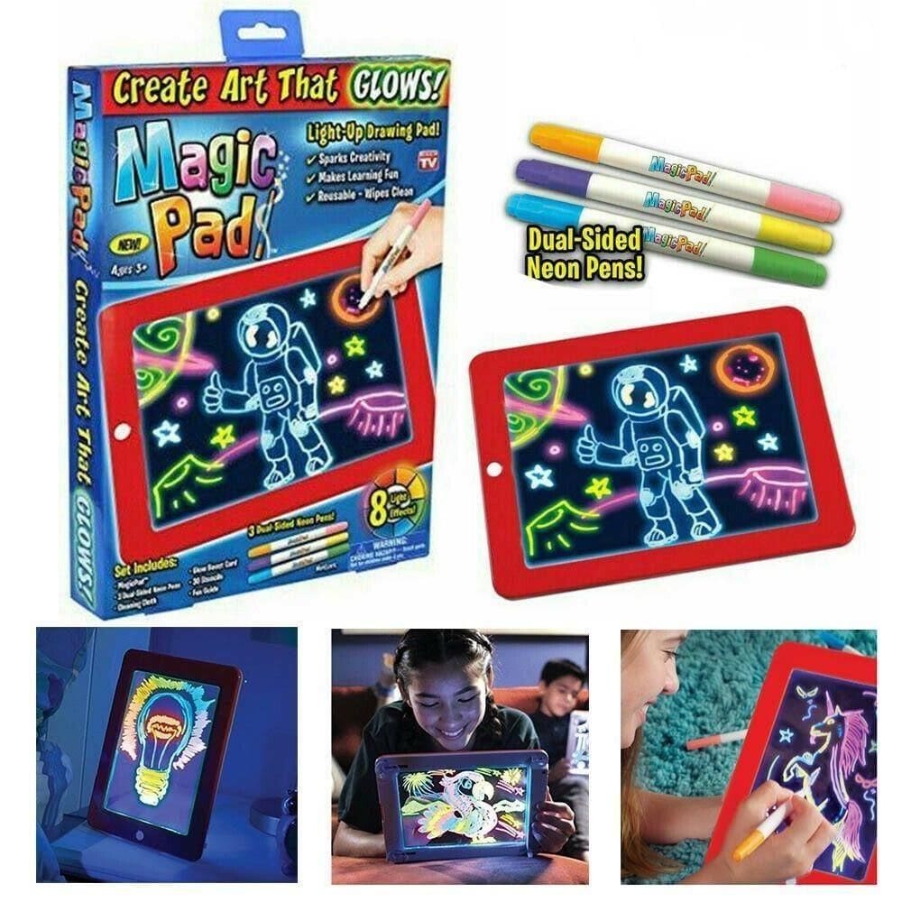 Lousa Magica Brilha No Escuro Quadro De Desenho 3D Divertido Luz Neon Arte Iluminada Kit Infantil