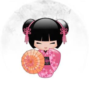 Painel Redondo 3D Sublimado Boneca Kokeshi Frd-1581
