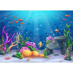 Painel Retangular 3D Sublimado Fundo Do Mar 2,0X1,5 Frt-1140