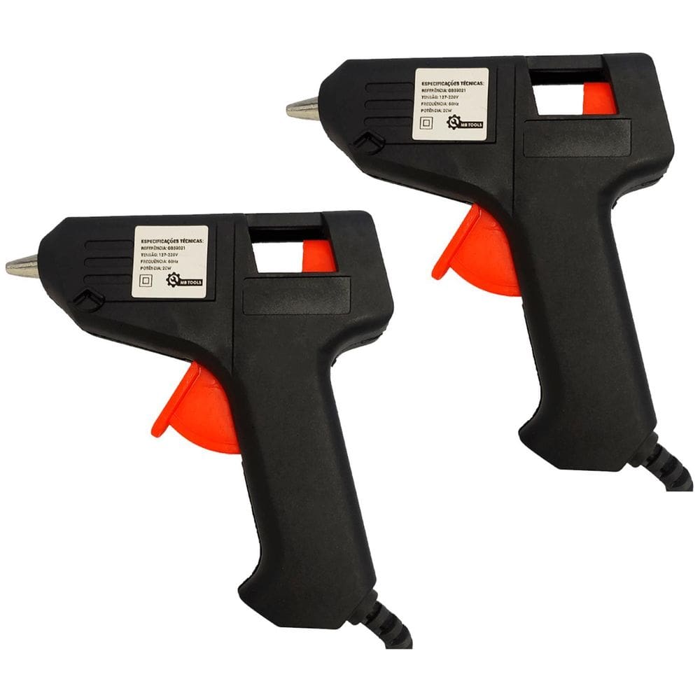 Kit 2 Aplicador Cola Quente Bivolt 20W Bico Fino Pequena