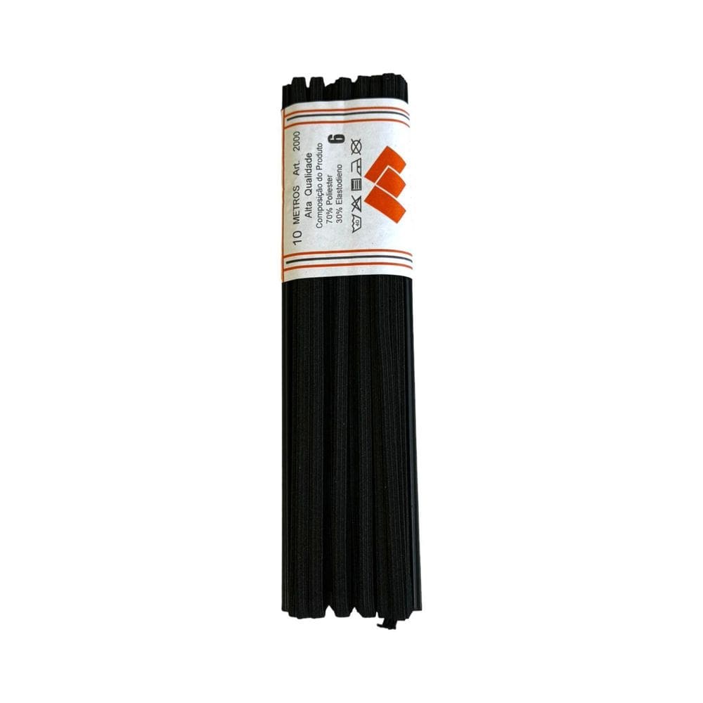 Elástico Chato N6- 0.4Mm Preto De 10 Metros Para Costura Etc