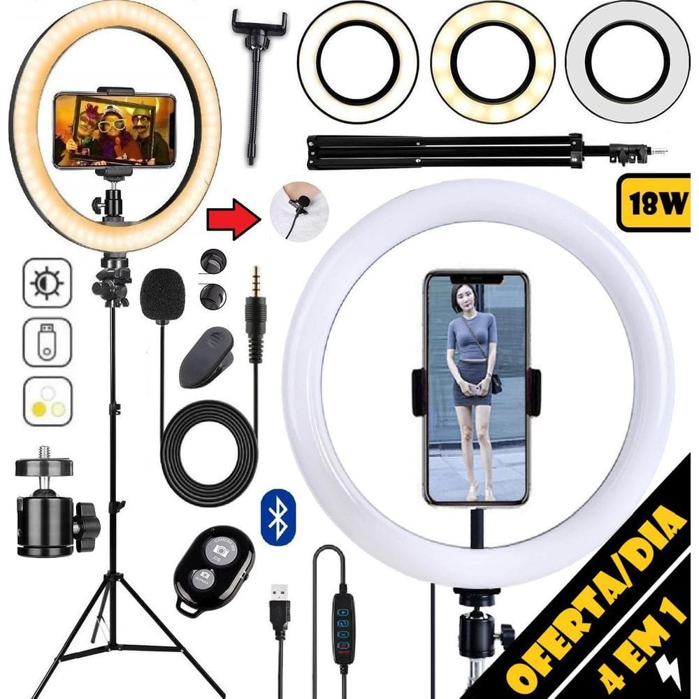 Ring Light 26Cm Iluminador Anel Led Circular Completo Tripé