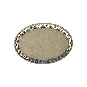 Placa Mdf Cru Artesanato Design Oval Florido Liso 35Cm