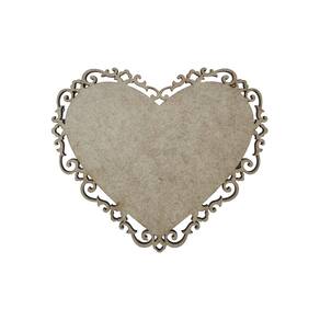 Placa Mdf Cru Artesanato Design Coração Aramado Perola 40Cm