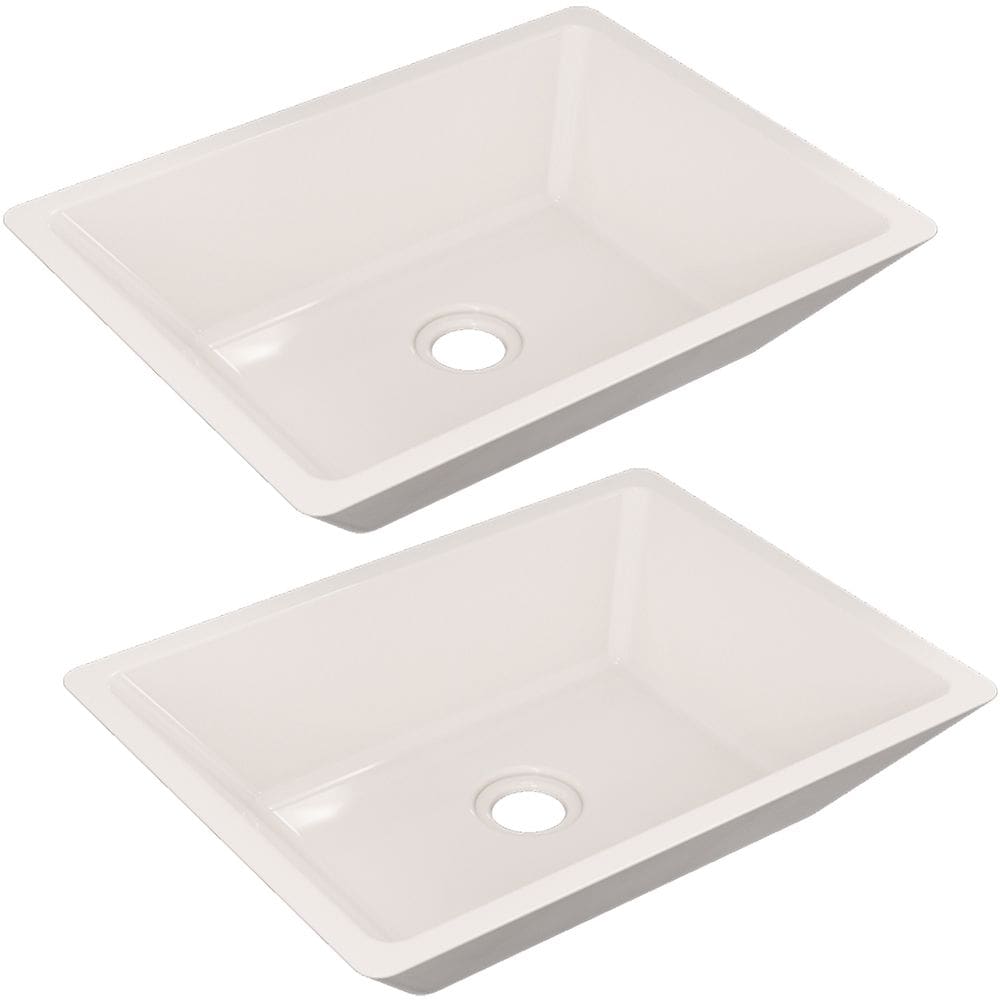 Kit 02 Cubas de Apoio Retangular Para Banheiro Lavabo C01 RT45 Bege - Lyam Decor