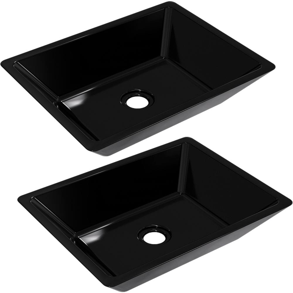 Kit 02 Cubas de Apoio Retangular Para Banheiro Lavabo C01 RT45 Preto - Lyam Decor