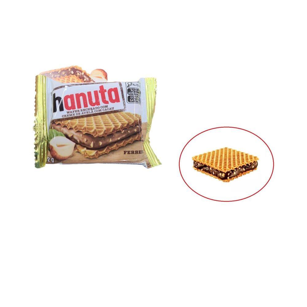 Kit 72 Bisc. Hanuta Wafer Rech. Avelã Ferrero   6Cx C/12