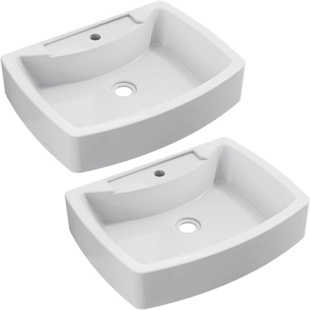 Kit 02 Cubas de Apoio Retangular Para Banheiro Lavabo C01 RT50 Branco - Lyam Decor