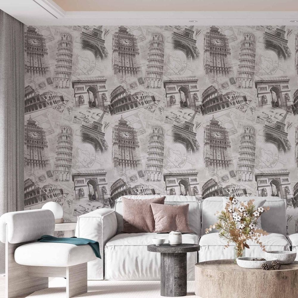 Kit 4 Rolos Papel De Parede Adesivo Vintage Eurotrip 3,0M