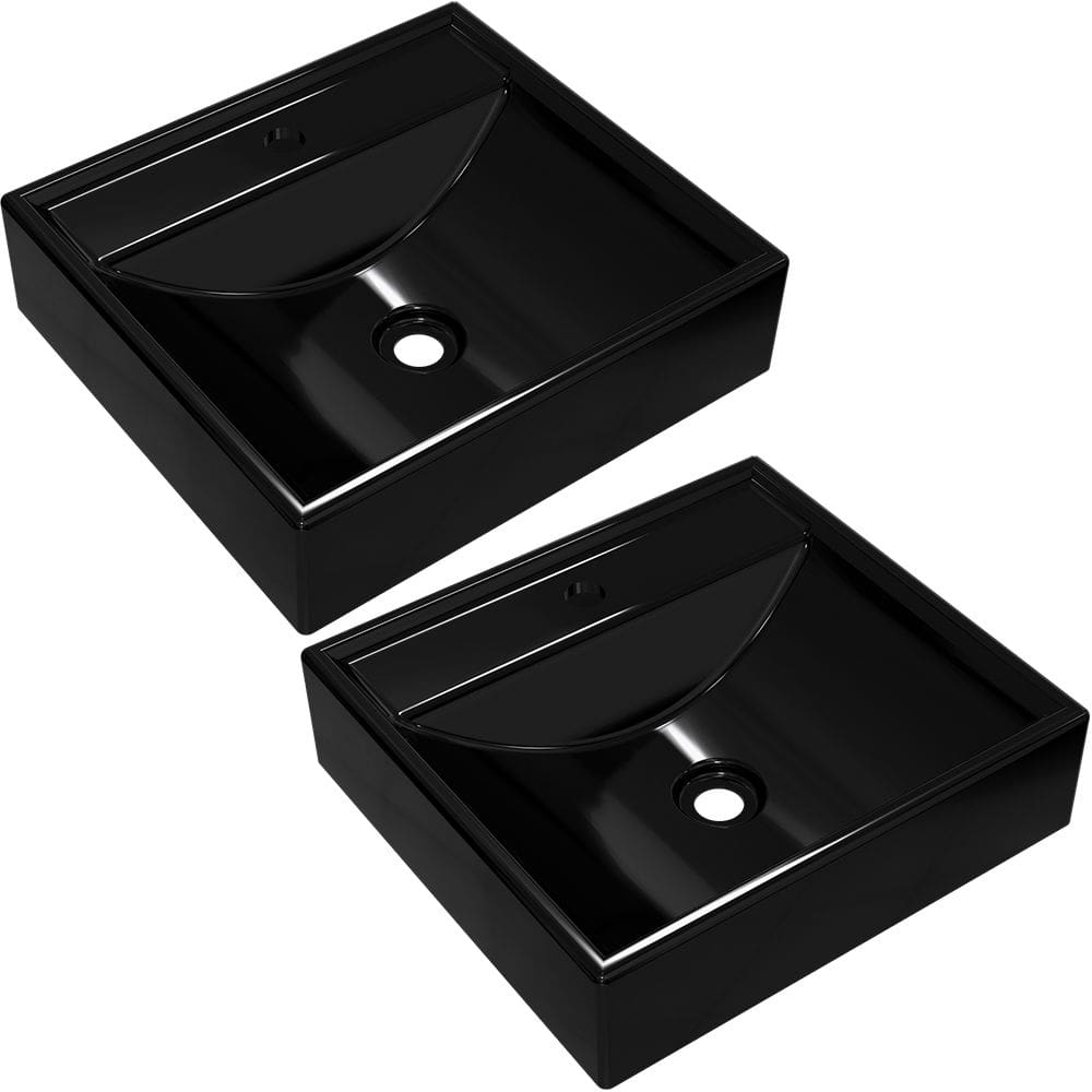 Kit 02 Cubas de Apoio Quadrada Para Banheiro Lavabo C01 Q39W Preto - Lyam Decor