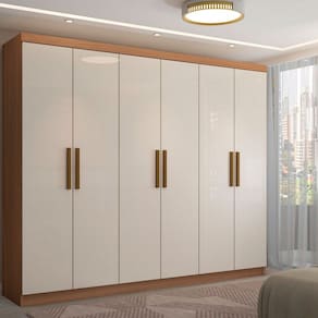 Guarda-Roupa Casal Odisseia 6 Portas 2 Gavetas Cinamomo/Off White - Panorama Móveis