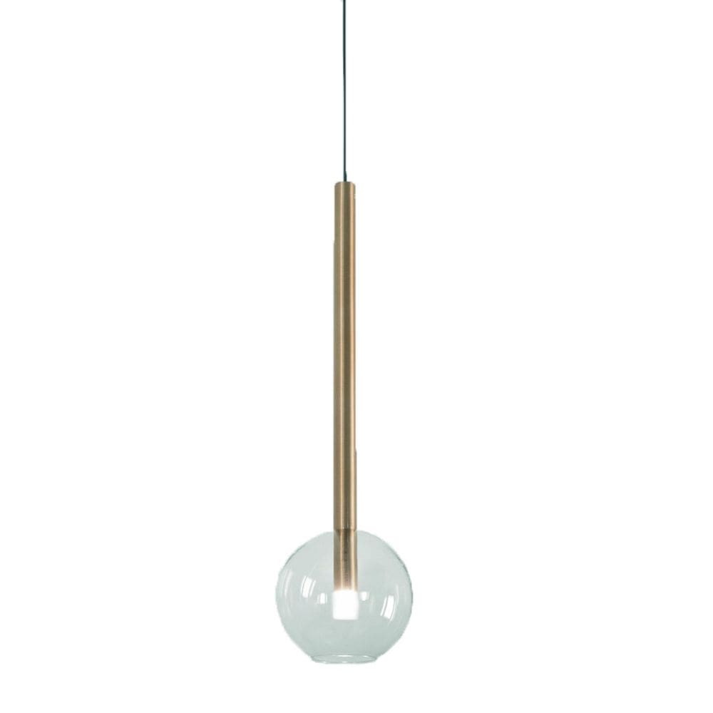 Pendente Globo Vidro Transparente Haste Dourado Lup31