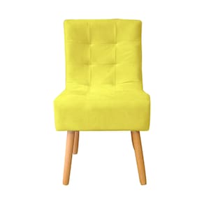Cadeira de Jantar Reforçada Decorativa Liz Suede Amarelo
