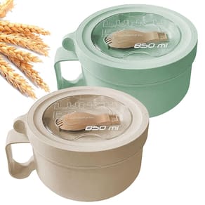 Conjunto de tigelas de ramen para micro-ondas MUUBOOX, pacote com 2 unidades com tampa, 850 ml, sem BPA