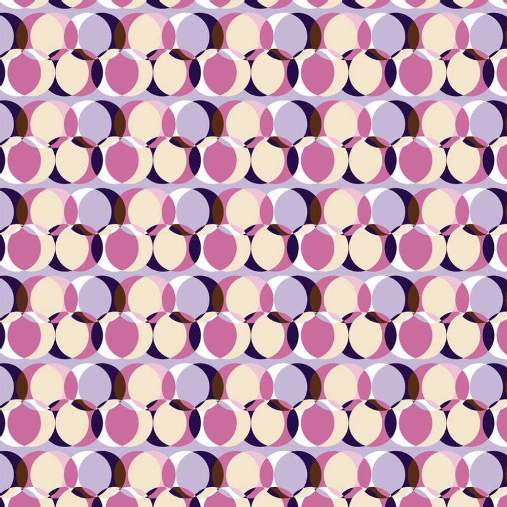 Papel De Parede Abstrato Circulos Rosas E Lilas Autocolante
