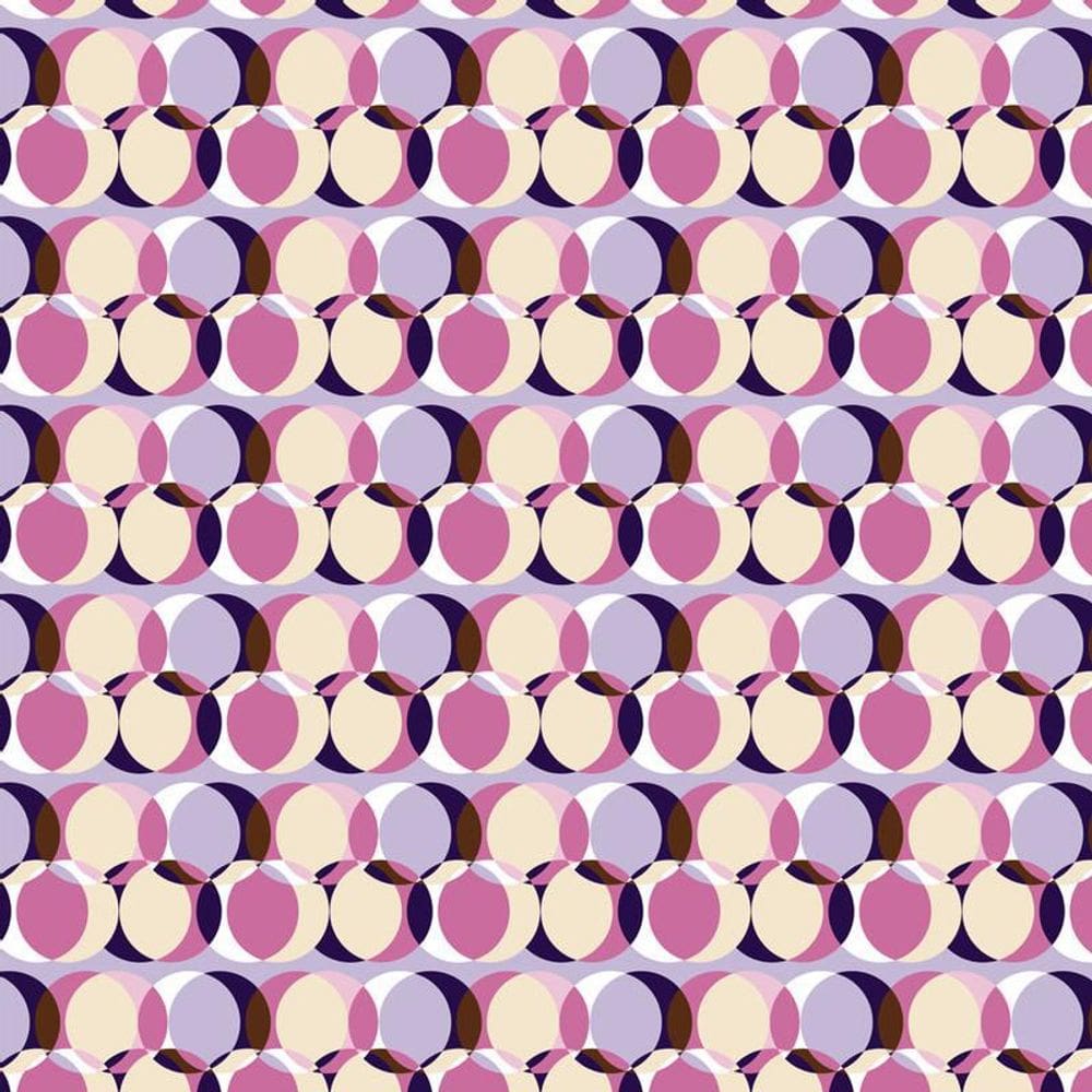 Papel De Parede Abstrato Circulos Rosas E Lilas Autocolante