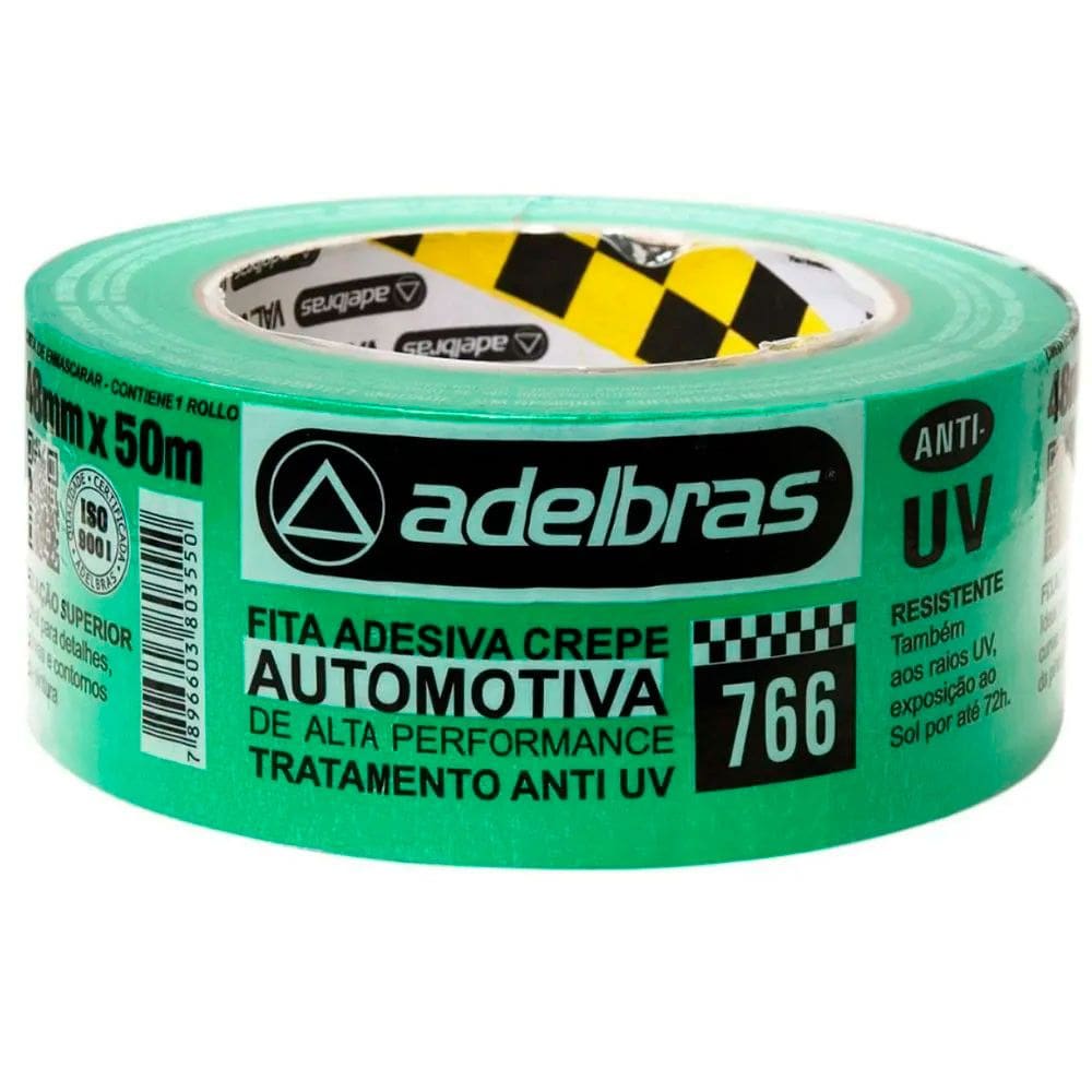Fita Crepe Adesiva Verde 766 Automotiva Anti UV 48mmx50m - Adelbras