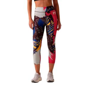 Calça Capri Fila Allover Print Vermelho Cereja Cinza Claro Preto