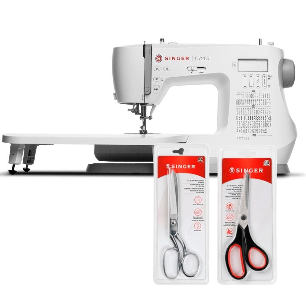 Kit Máquina de Costura C7255 + Tesoura 8" Tecido e Tesoura Multiuso Preta Bivolt