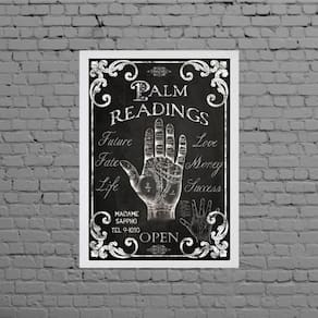 Quadro Decorativo Palm Readings 24X18Cm Moldura Branca