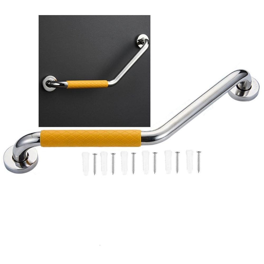 Barra Apoio Angular 25x25cm Alça Emborrachada Antiderrapante PCD Idoso Gestante Criança Segurança Banheiro