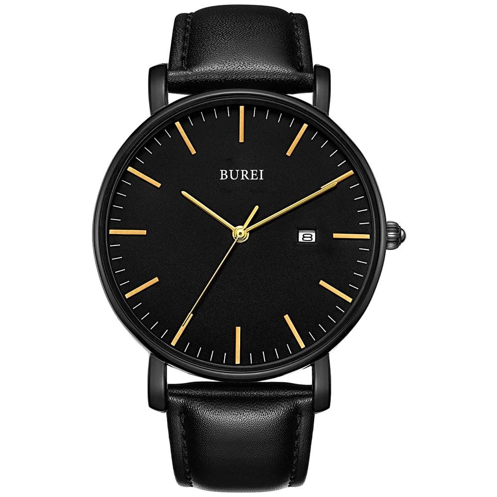 Relógio BUREI Fashion Minimalist à prova d`água para homens com couro