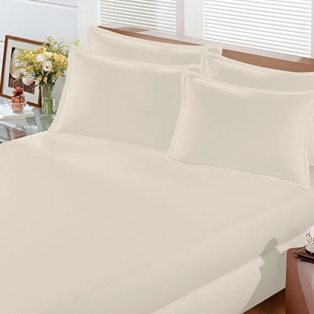 Lencol Avulso Casal Com Elastico Malha Image Creme Bouton