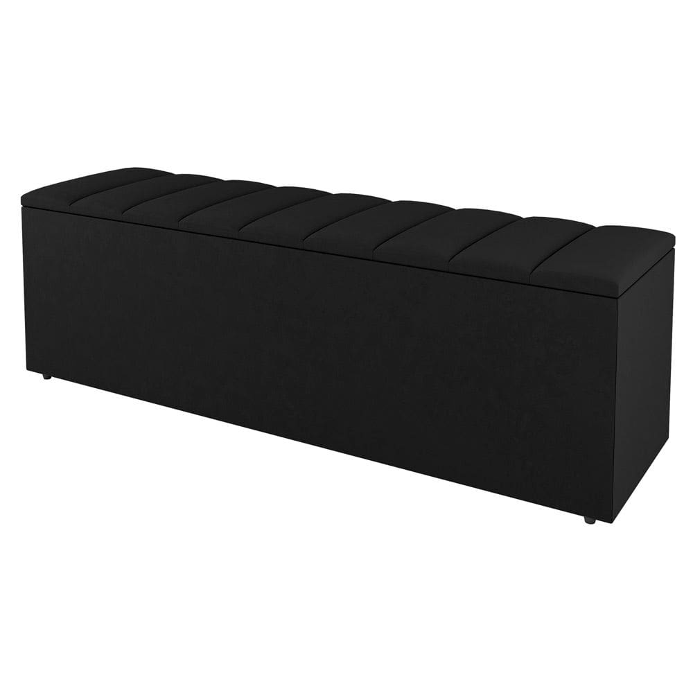 Calçadeira Baú Solteiro Cora 90cm Sintético Preto - Abmaza
