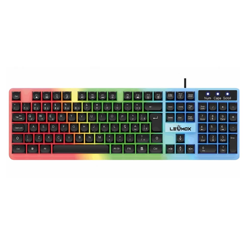 Teclado Membrana Gamer Lehmox LEY-2088 RGB USB 1,5M ABNT2 - LEY-2088