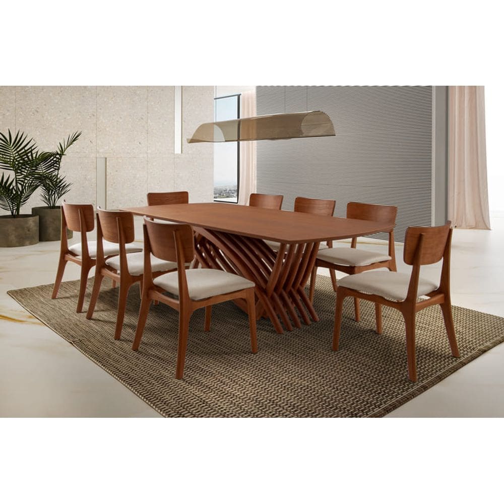 Sala de Jantar Madeira Maciça 8 Cadeiras 2,20x1,10m - Aurora - Espresso Móveis