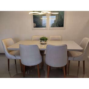 Sala de Jantar Madeira Maciça com Vidro 6 Cadeiras 1,80x0,90m - Talia - Espresso Móveis