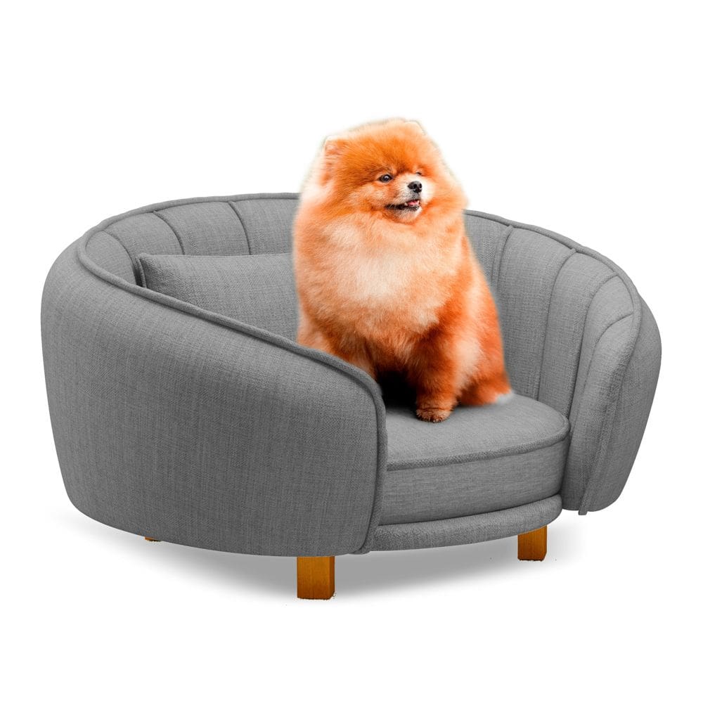 Mini Cama Poltrona Pet Lary Baby Para Cachorro Linho Cinza - Abmaza