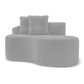 Sofá Orgânico Living Bob 145cm 02 Lugares com 02 Almofadas Bouclê Cinza Claro - Abmaza