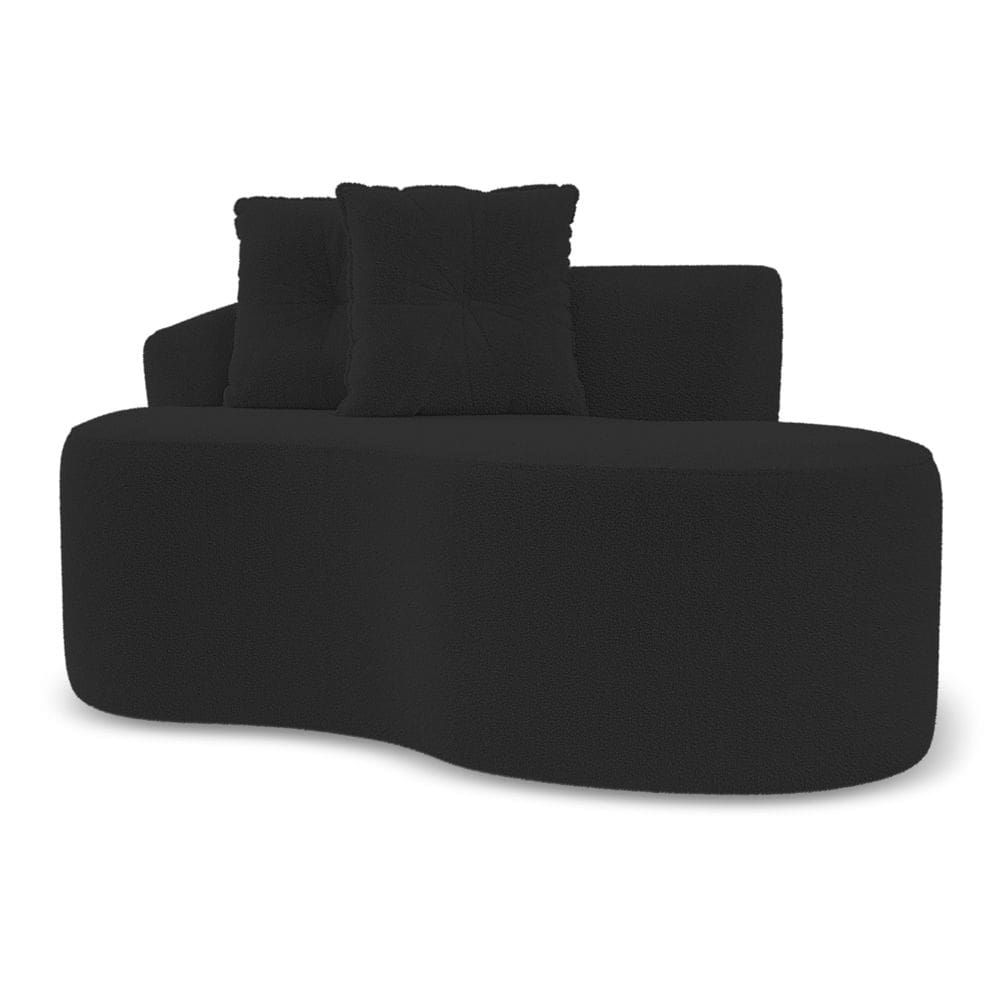 Sofá Orgânico Living Bob 145cm 02 Lugares com 02 Almofadas Bouclê Preto - Abmaza
