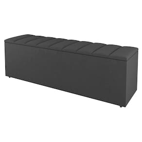 Calçadeira Baú Queen Size Cora 160cm Suede Cinza Escuro - Abmaza