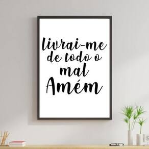 Quadro Livrai-Me De Todo Mal. Amém 45X34Cm Moldura Preta