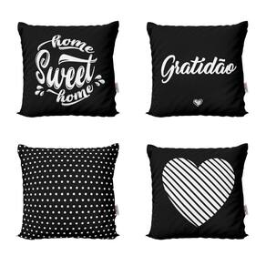 Almofadas Decorativas Preto Gratidão Para Sala 40X40