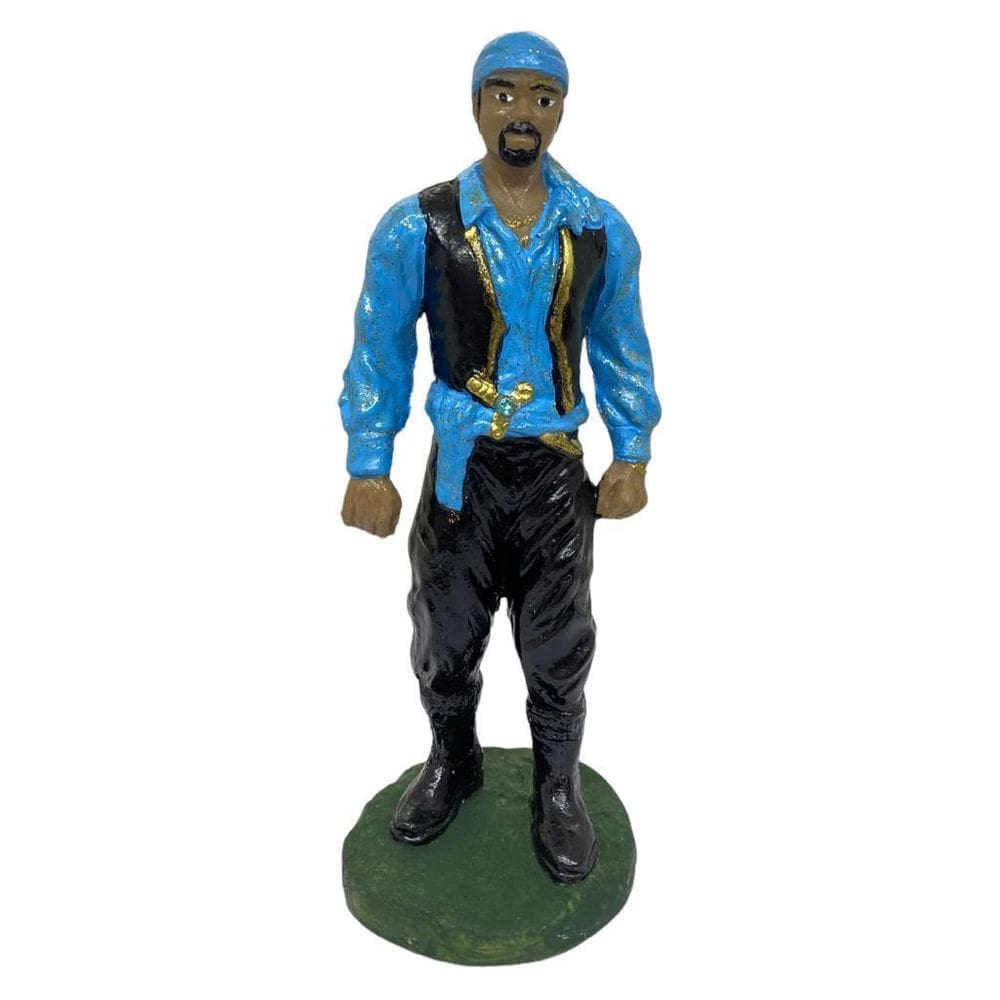 Escultura Cigano Azul Claro 15 Cm Em Resina