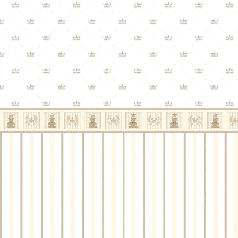 Papel De Parede Urso Com Coroa Quarto Infantil Autocolante