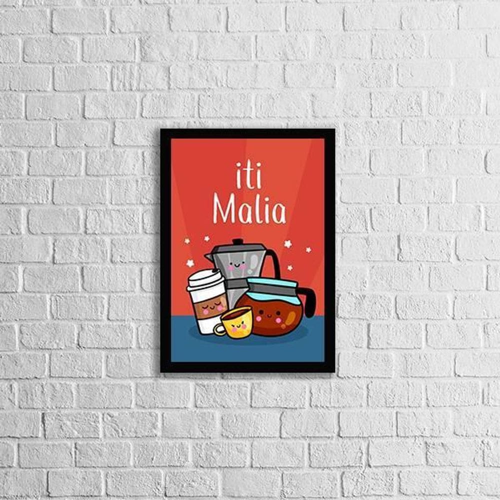 Quadro Café Iti Malia 45X34Cm - Com Vidro Moldura Preta