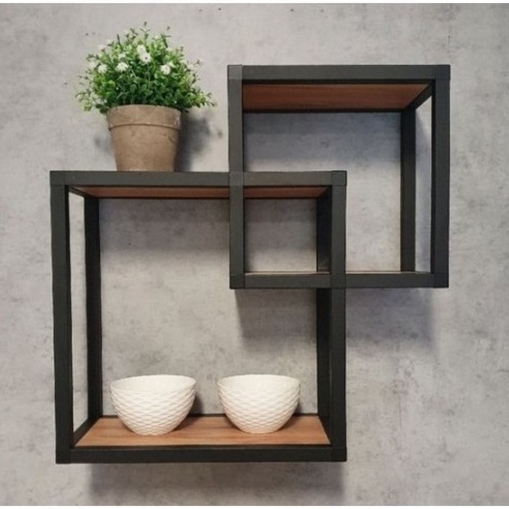 Nicho Duo Cubo Aço/Mdf Estilo Industrial Mobbili Ni-01