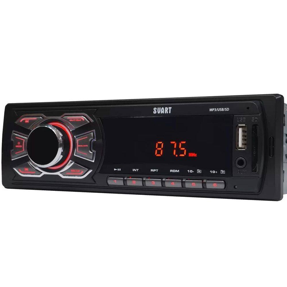Rádio Automotivo MP3 USB SD 12V Display LED Vermelho
