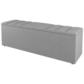 Calçadeira Baú Queen Size Grace 160cm Suede Cinza Claro - Abmaza
