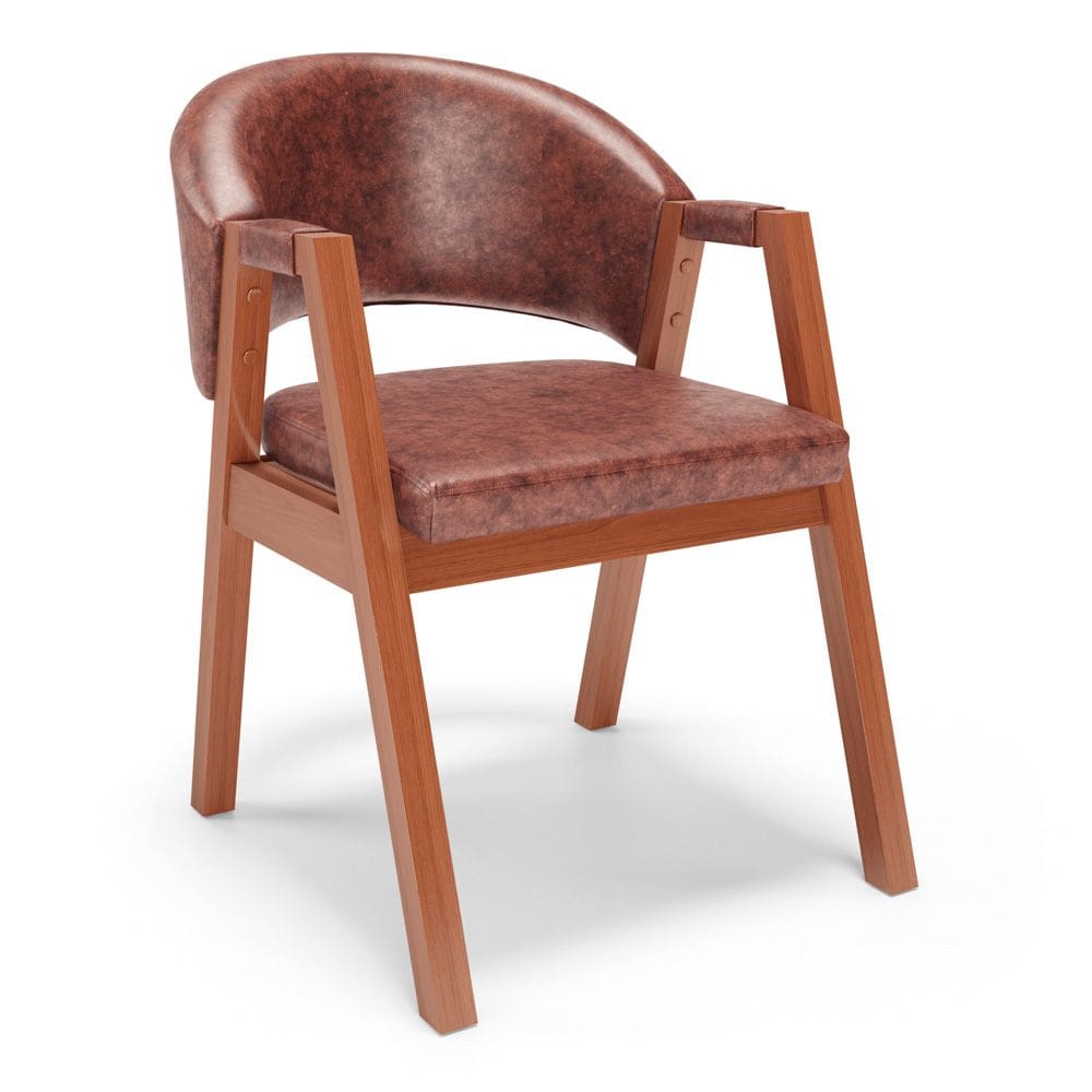 Cadeira de Jantar e Living Anisha Estofada Couríssimo Marrom Cleveland - Abmaza