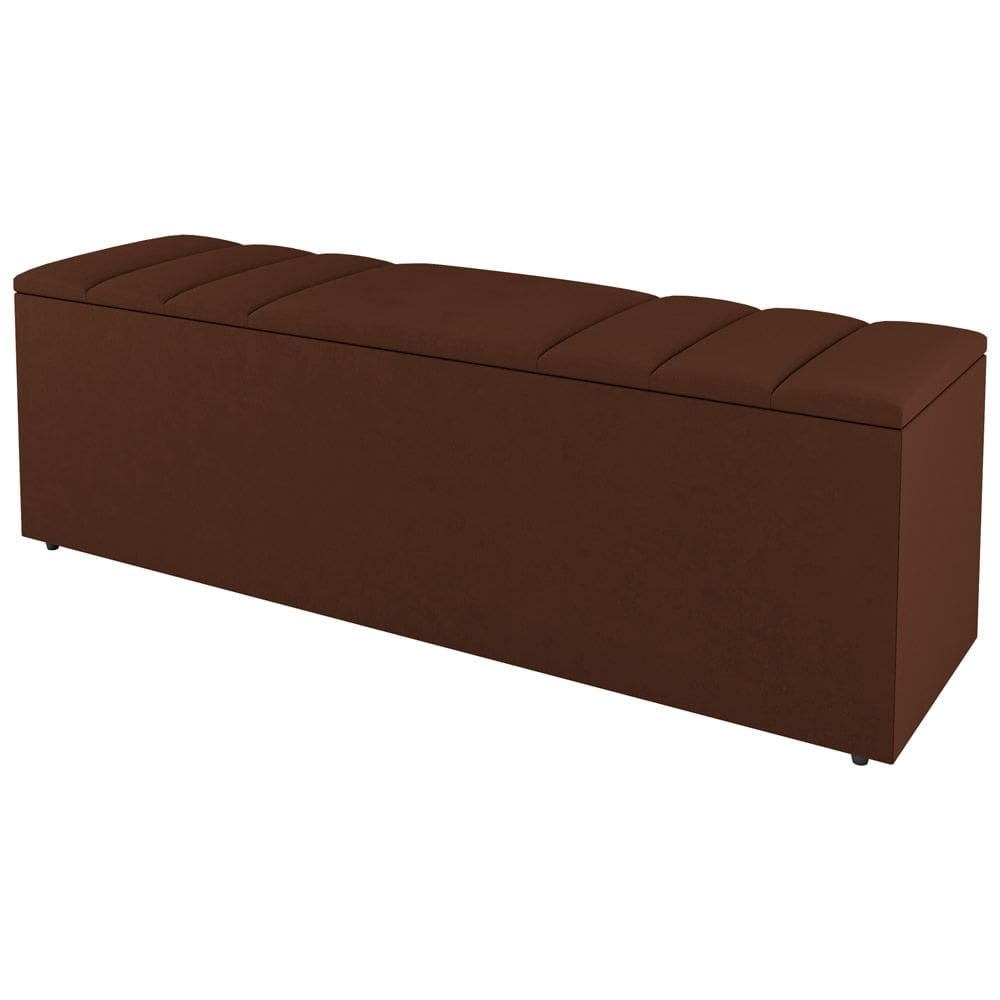 Calçadeira Baú King Size Grace 190cm Suede Terracota - Abmaza